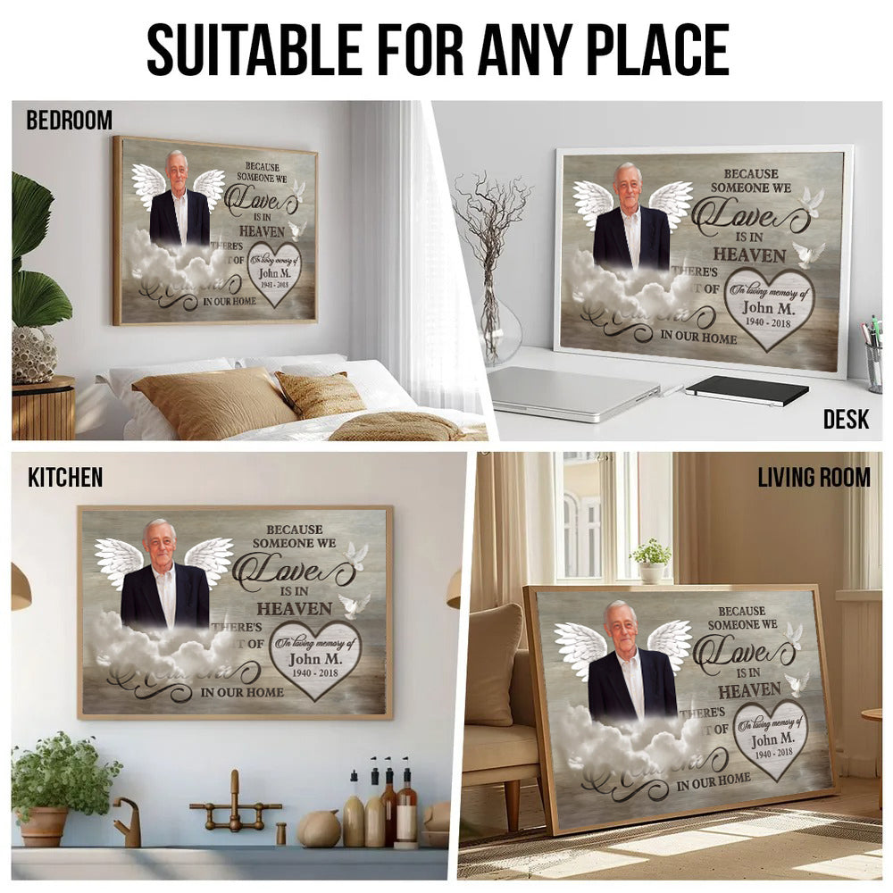 Custom Photo Love Is In Heaven - Memorial Gift - Personalized Canvas For Family Members, Loss of Mom, Dad