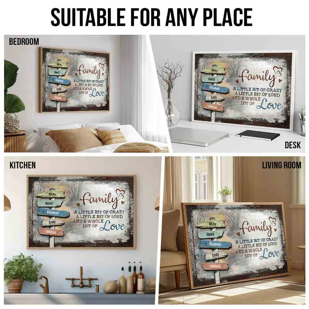 Our Crazy Loud Love Family - Personalized Canvas Prints - Gift For Family Members, Mom and Dad