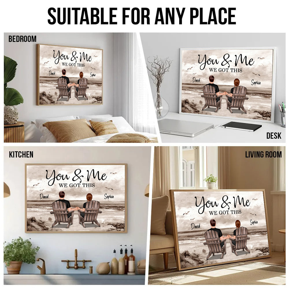 Eternal Love Couple Beach Landscape Retro Vintage - Personalized Canvas - Gift For Her/Him, Husband/Wife, Couples on Anniversary, Valentine's Day
