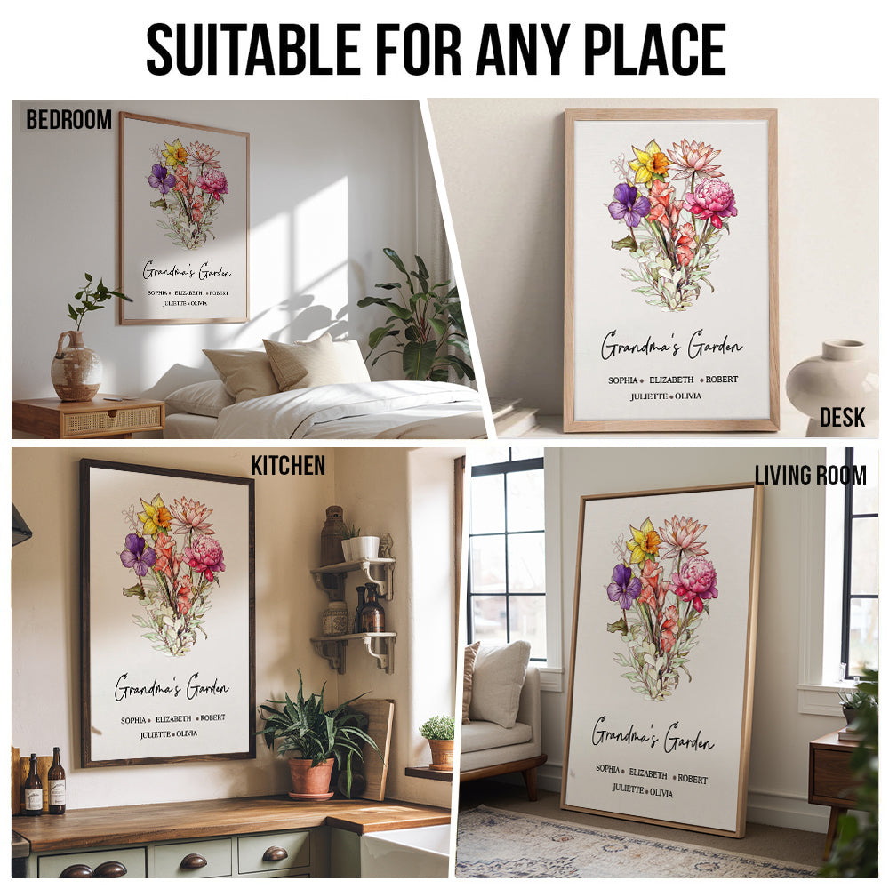 Blooming Stories Of Generations - Personalized Vertical Canvas - Family Gift For Grandma, Grandpa, Grandparent