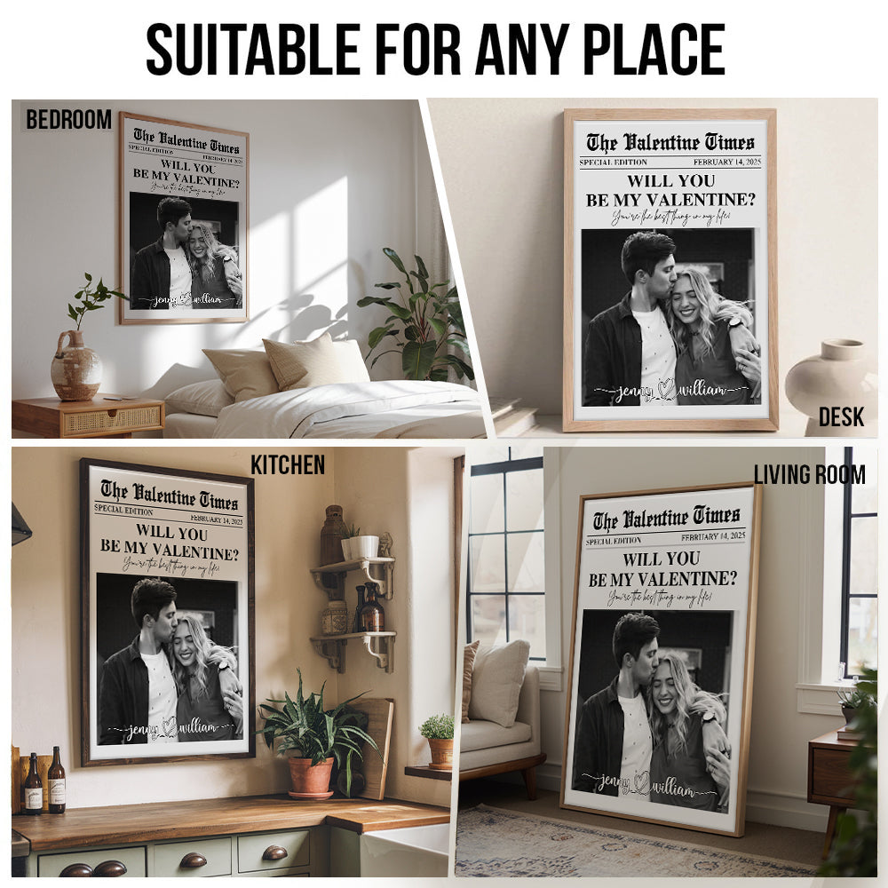 Will You Be My Valentines - Personalized Canvas Print - Gift For Her/Him, Husband/Wife, Couples on Anniversary, Valentine's Day