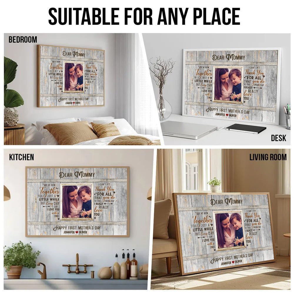 Happy First Time Mother’s Day - Personalized Canvas - Gift For Mom, Wife, Mother's Day