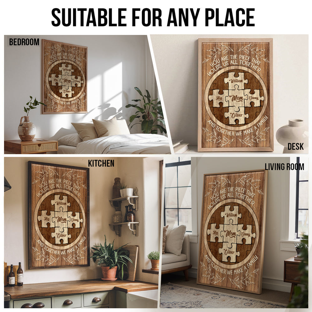 You Are the Piece that Holds Us Together - Personalized Canvas - Gift For Gift For Mom, Mother's Day