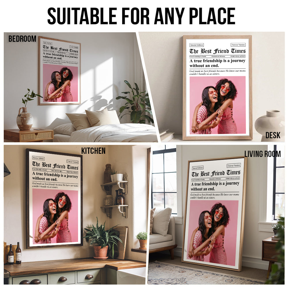 Custom Photo Newspaper The BFF Times - Personalized Canvas Prints - Gift For Her, Besties, Friends, Sister