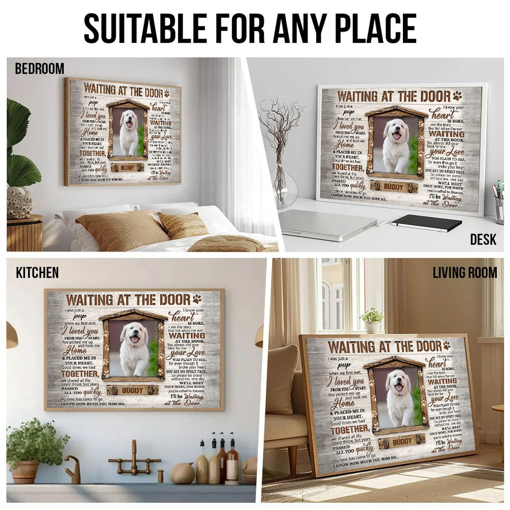Custom Photo Waiting At The Door - Personalized Canvas - Memorial Gift For Dog Lovers, Cat Lovers, Pet Lovers