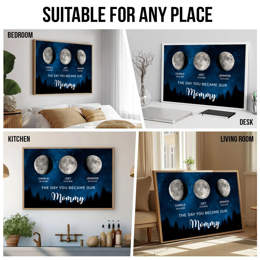 The Moon Glowed Brighter The Day You Became Mom - Personalized Canvas Prints - Mother's Day, Gift For Mom, Grandma