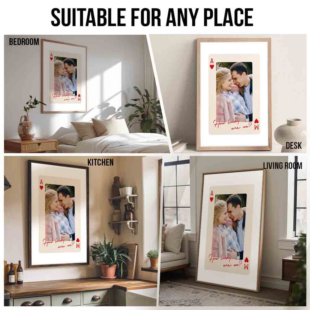 Custom Photo Couple King And Queen How Luck We Are - Personalized Canvas Prints - Gift For Her/Him, Wife/Husband, Girlfriend/Boyfriend on Anniversary, Valentine's Day