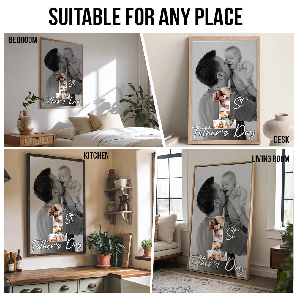 Custom Photo 1st Father's Day - Personalized Canvas - New Dad Gift From Wife, First Father's Day