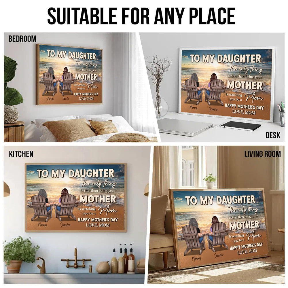 Beach Landscape To My Daughter From Mom - Personalized Canvas Prints - Mother's Day Gift For Daughter