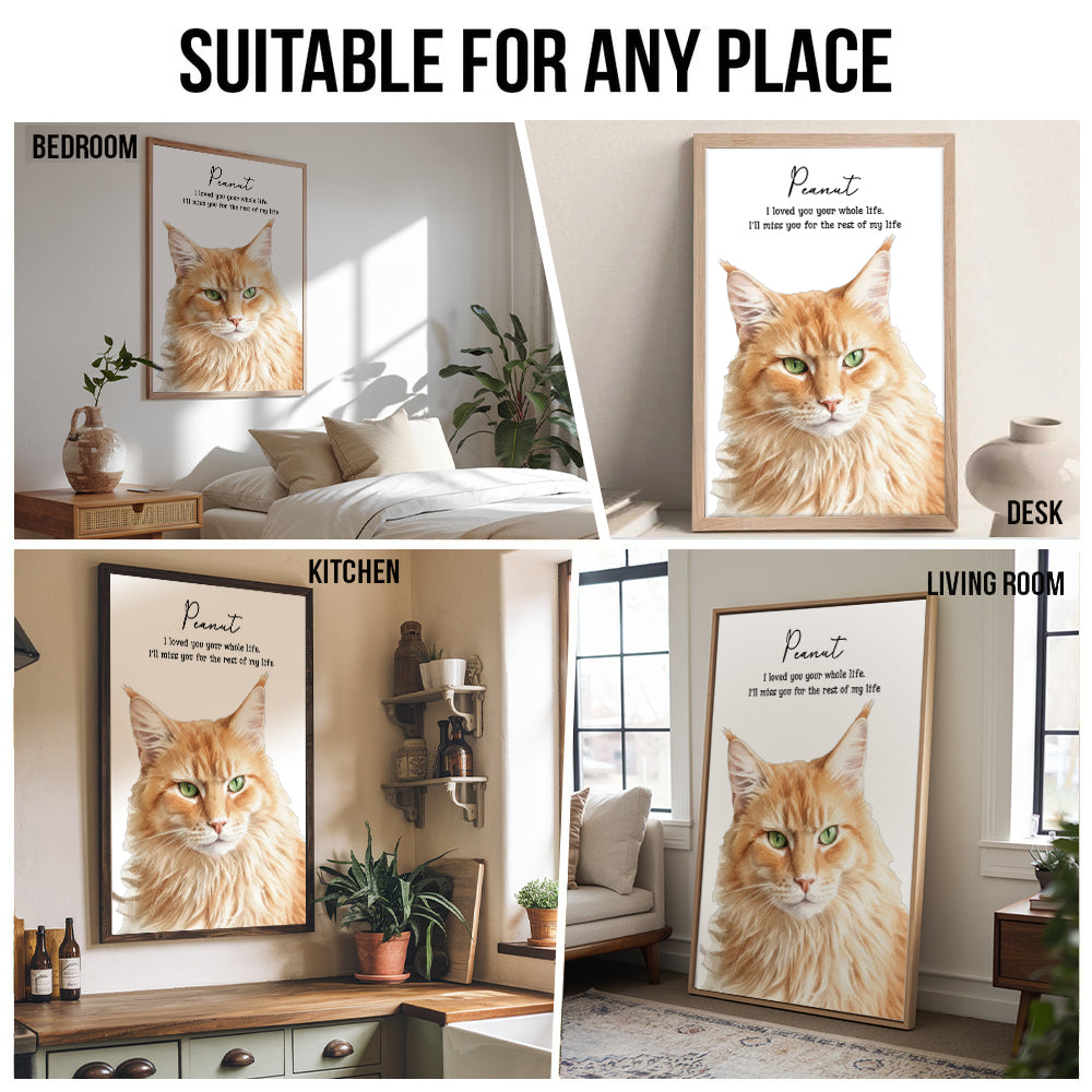 Custom Photo Realistic Watercolor Art Memorial Dog Cat - Personalized Canvas Prints - Sympathy Gift For Pet Owners, Pet Lovers