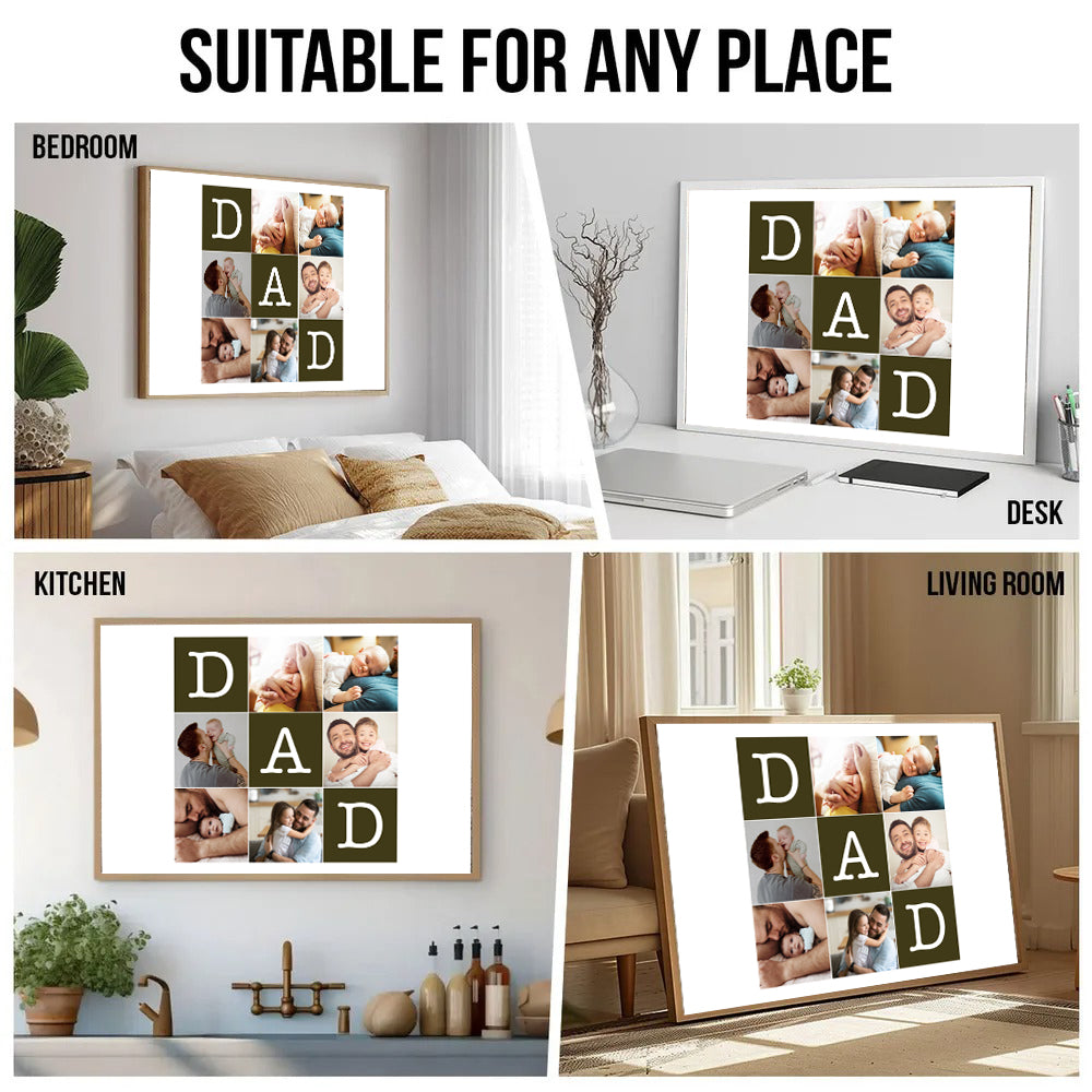 Custom Photo Father's Day Collage - Personalized Canvas - Father's Day Gift, Birthday Gift For Dad, Daddy