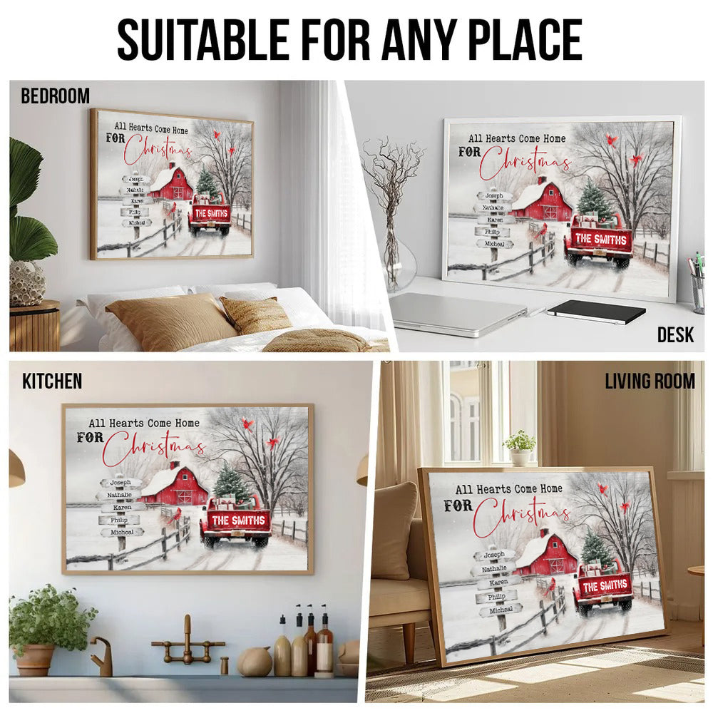 All Roads Lead Home At Christmas - Personalized Canvas - Gift For Family Members, Mom and Dad