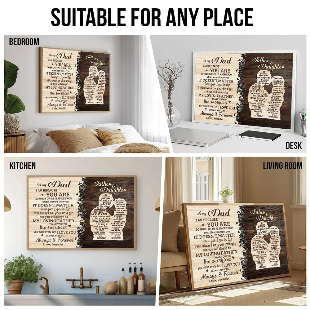 To My Dad From Daughter - Personalized Canvas - Father's Day Gift, Birthday Gift For Dad, Daddy