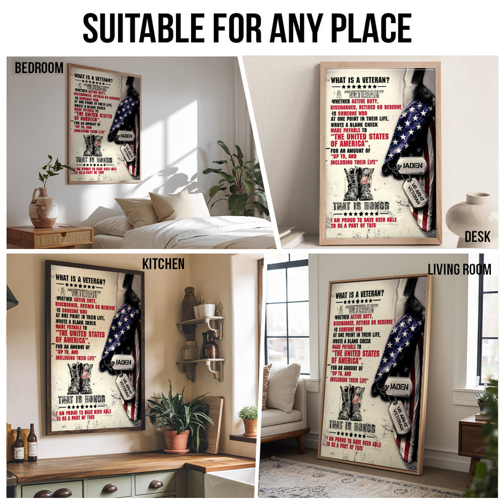 Personalized Name Proud Veteran - Personalized Canvas Print - Gift For Military Veteran Dad Grandpa Veteran