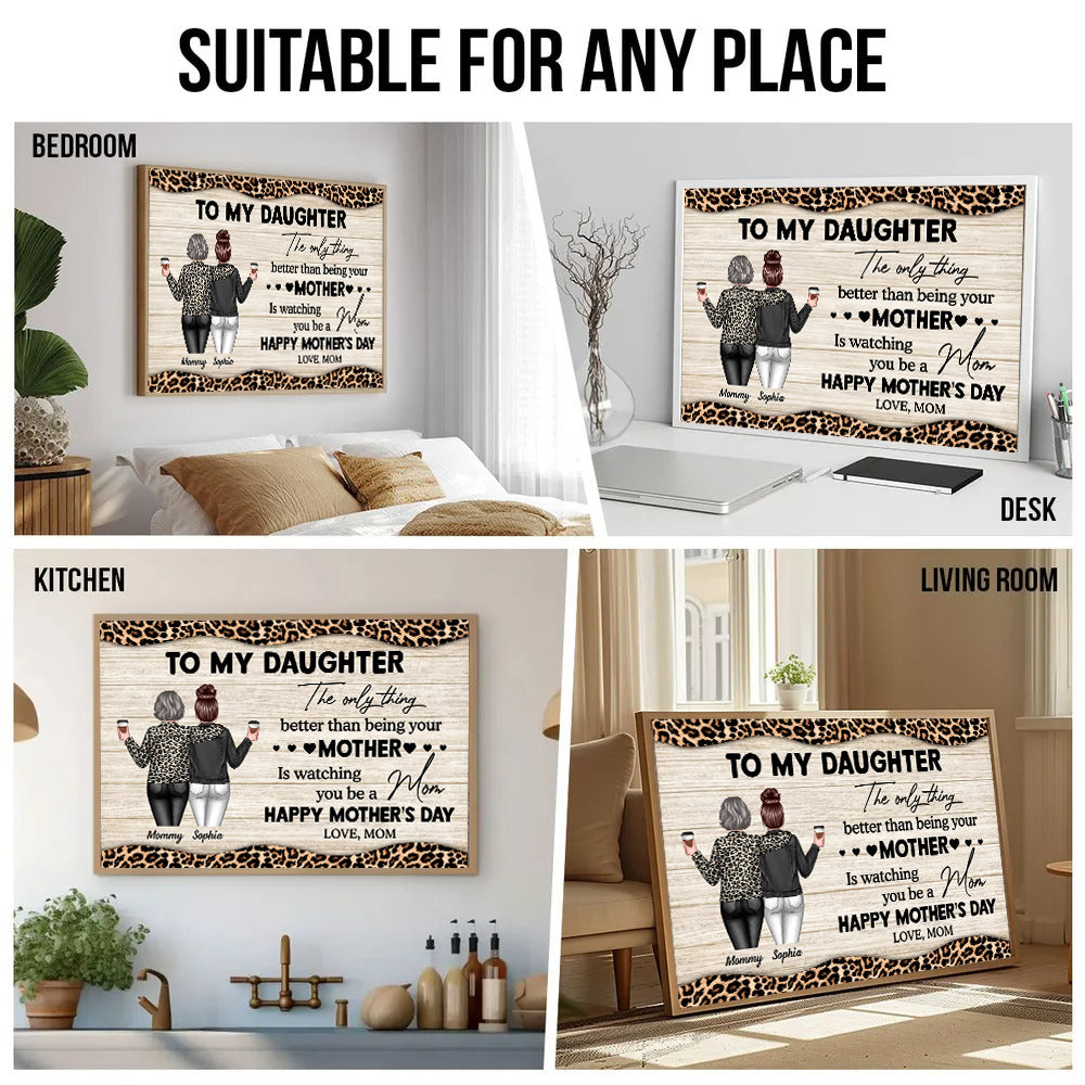 Leopard Pattern To My Daughter From Mom - Personalized Canvas - Mother's Day Gift For Daughter