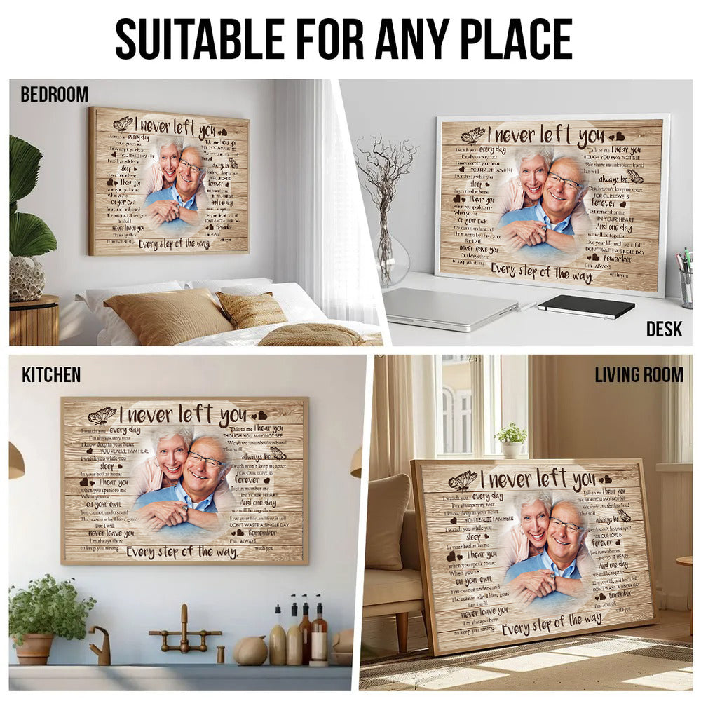 Custom Photo Never Left You - Personalized Canvas - Memorial Gift For Family Members, Loss of Mom, Dad