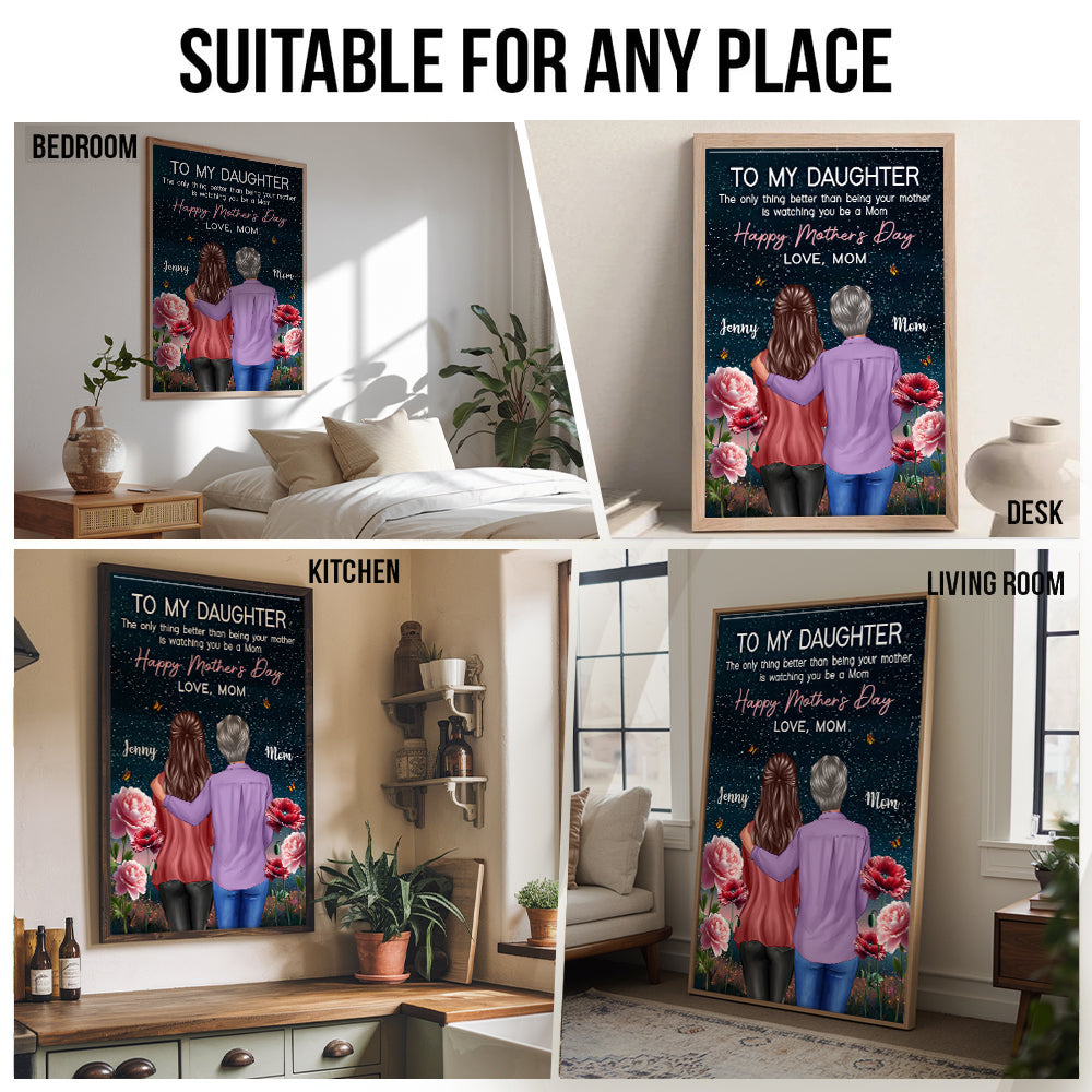 Birth Flower At Night To My Daughter From Mom - Personalized Canvas - Mother's Day Gift For Daughter