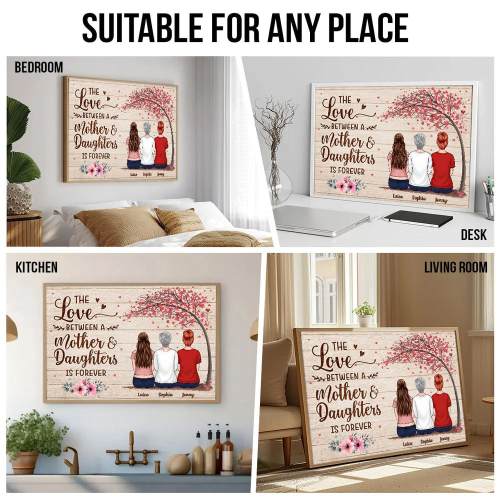 Mother & Son Daughter Forever Linked Together - Personalized Canvas - Gift For Mom, Mother's Day