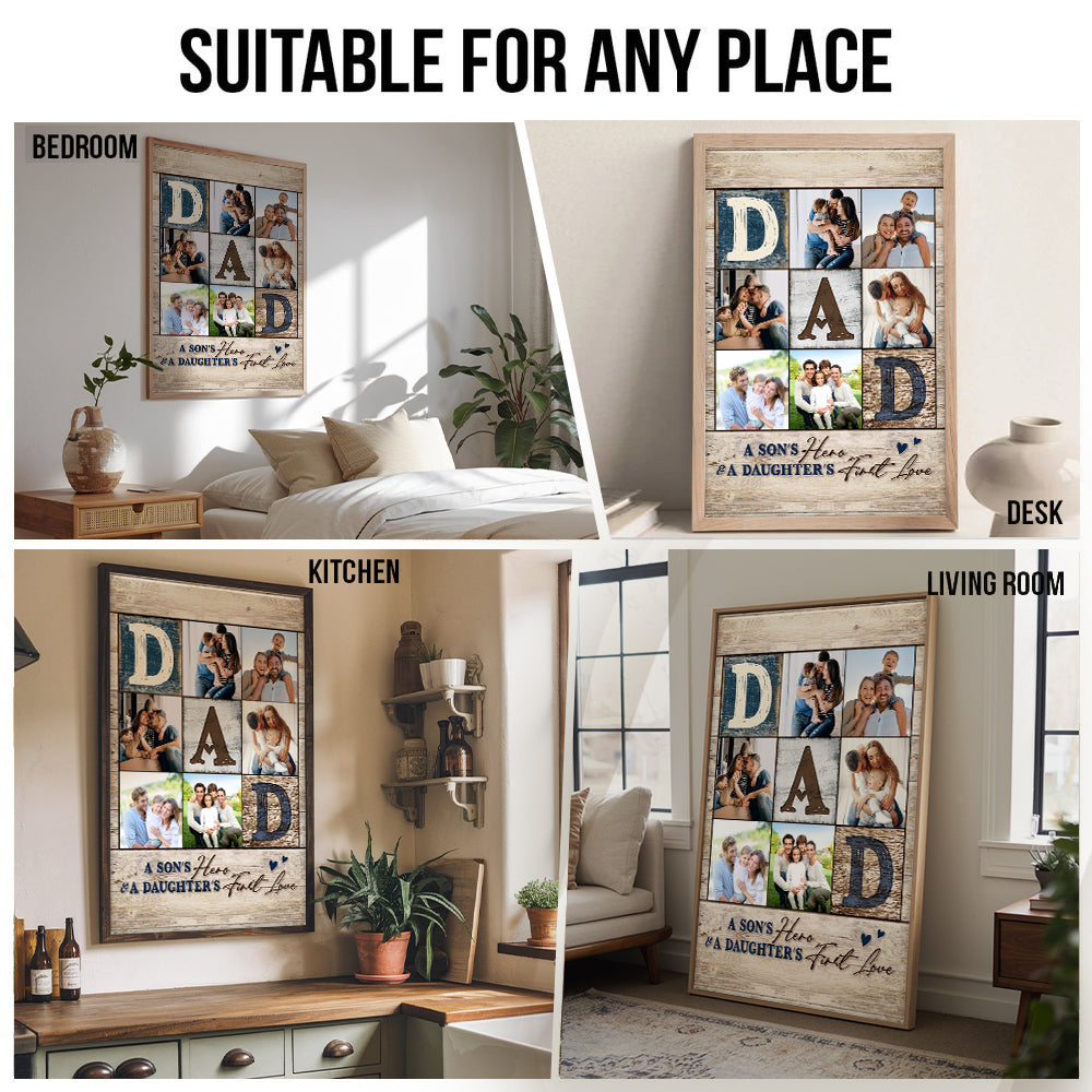 Custom Photo Collage You Are The World - Personalized Canvas - Gift For Dad, Father's Day