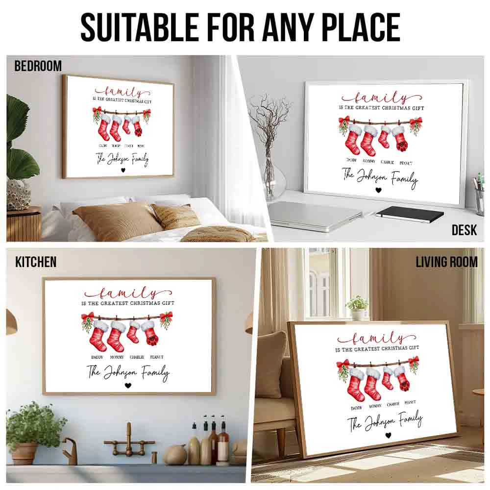 Family Is The Greatest Christmas Gift - Personalized Canvas - Gift For Family Members, Mom and Dad