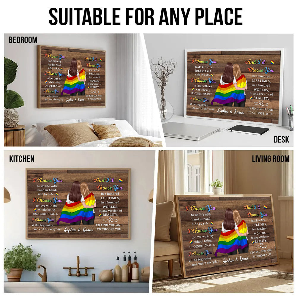 Pride Month LGBTQ+ Couple I Choose You - Personalized Canvas Prints - Gift For Her/Him, Husband/Wife, Couples