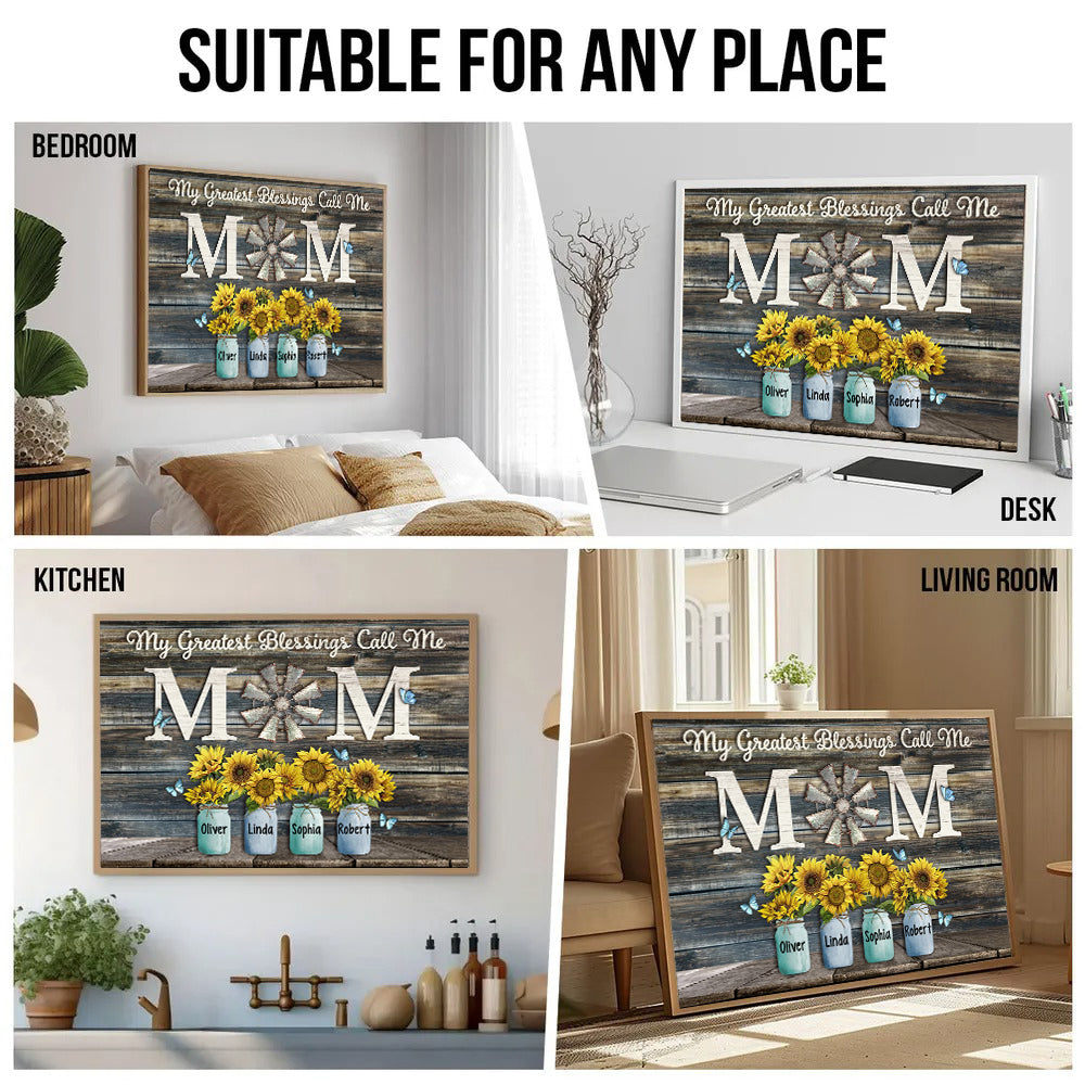 My Greatest Blessings Call Me Mom - Personalized Canvas - Gift For Mom, Mother's Day