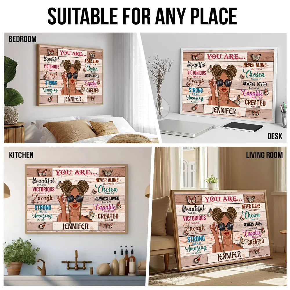 You Are Beautiful Victorious - Personalized Canvas - Gift for Black Woman, Black Girl, African American, Black History Month, Juneteenth