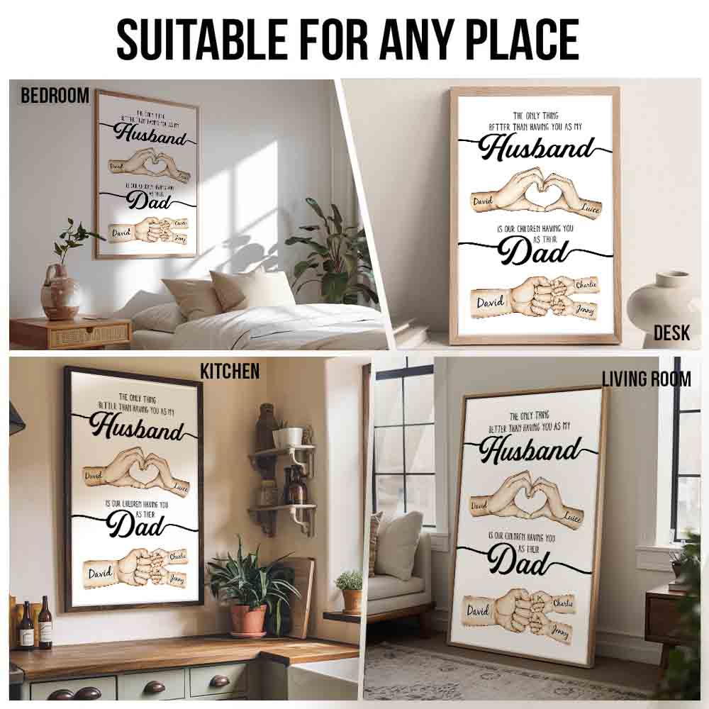 The Only Thing Better Husband Dad Hands - Personalized Canvas Prints - Father's Day Gift For Husband
