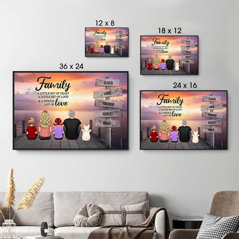 Retro Vintage Family A Little Whole Lot of Love Sign Posts - Personalized Canvas - Gift For Family Members, Mom and Dad