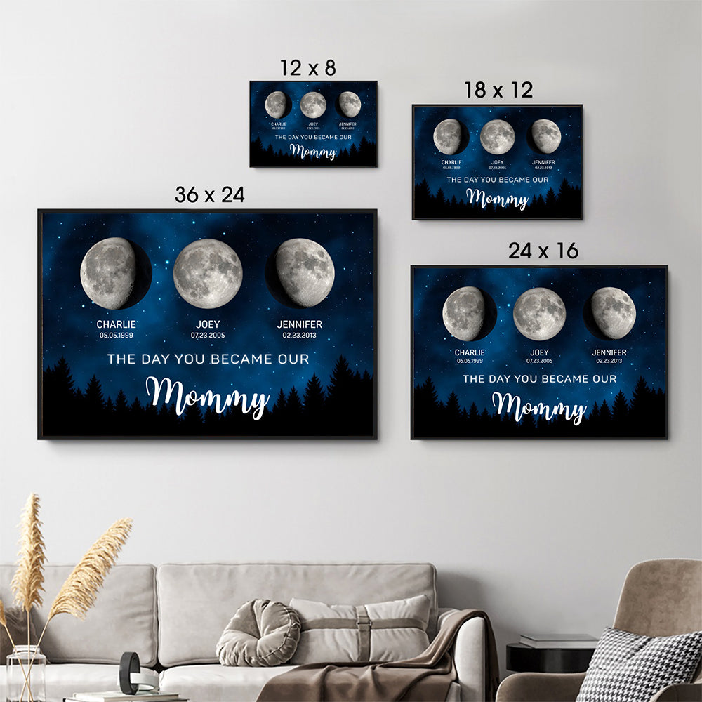 The Moon Glowed Brighter The Day You Became Mom - Personalized Canvas Prints - Mother's Day, Gift For Mom, Grandma