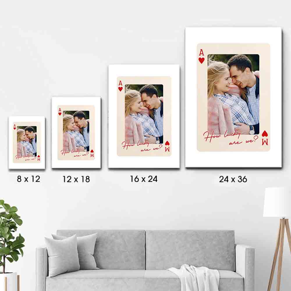 Custom Photo Couple King And Queen How Luck We Are - Personalized Canvas Prints - Gift For Her/Him, Wife/Husband, Girlfriend/Boyfriend on Anniversary, Valentine's Day