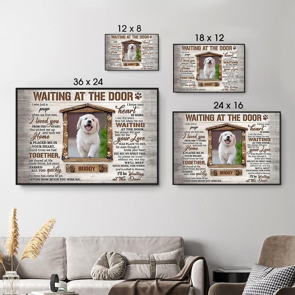 Custom Photo Waiting At The Door - Personalized Canvas - Memorial Gift For Dog Lovers, Cat Lovers, Pet Lovers