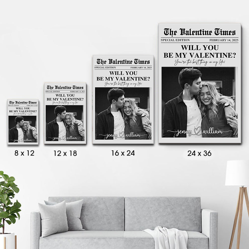 Will You Be My Valentines - Personalized Canvas Print - Gift For Her/Him, Husband/Wife, Couples on Anniversary, Valentine's Day