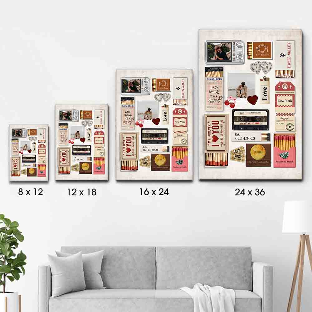 Custom Photo Romantic Couple Matchbox Art - Personalized Canvas Prints - Gift For Her/Him, Wife/Husband, Girlfriend/Boyfriend on Anniversary, Valentine's Day