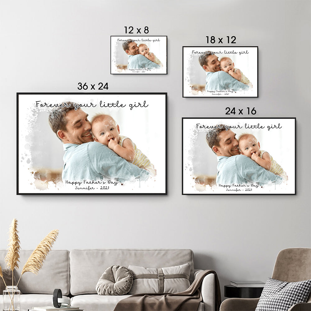 Custom Photo Dad and Kid Portrait - Personalized Canvas - Father's Day Gift For Dad, Daddy