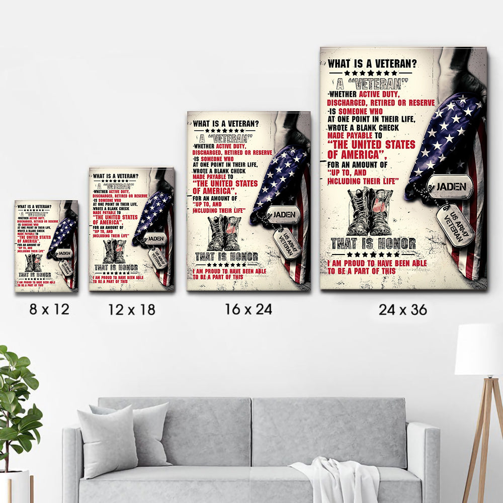 Personalized Name Proud Veteran - Personalized Canvas Print - Gift For Military Veteran Dad Grandpa Veteran