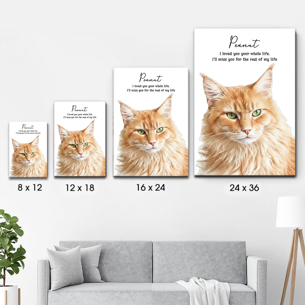 Custom Photo Realistic Watercolor Art Memorial Dog Cat - Personalized Canvas Prints - Sympathy Gift For Pet Owners, Pet Lovers