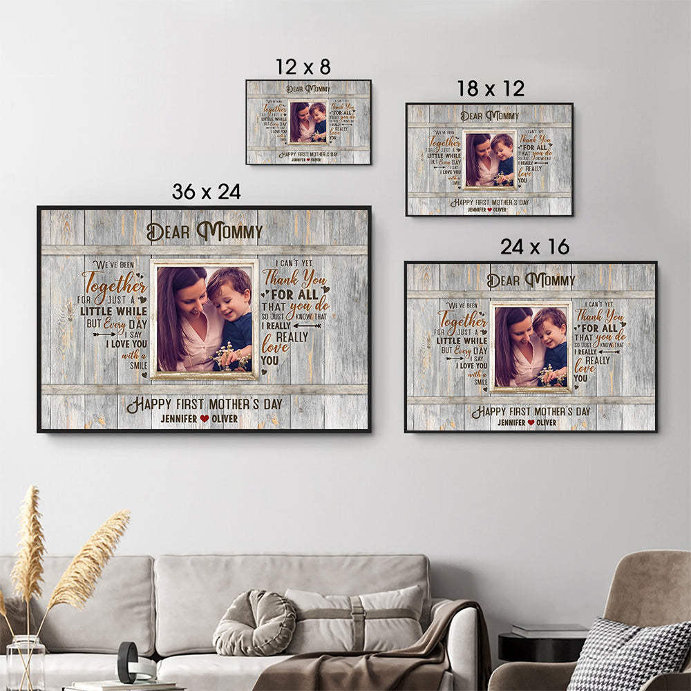 Happy First Time Mother’s Day - Personalized Canvas - Gift For Mom, Wife, Mother's Day
