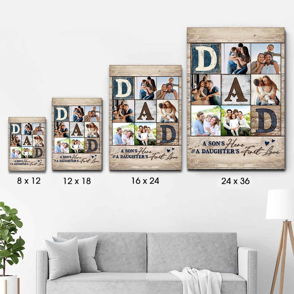 Custom Photo Collage You Are The World - Personalized Canvas - Gift For Dad, Father's Day