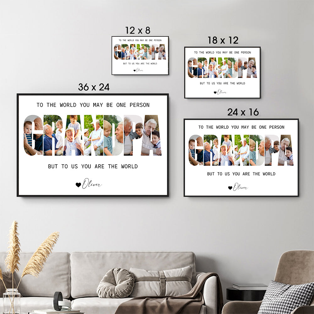 Custom Photo Grandpa Photo Collage - Personalized Canvas - Father's Day Gift For Grandpa