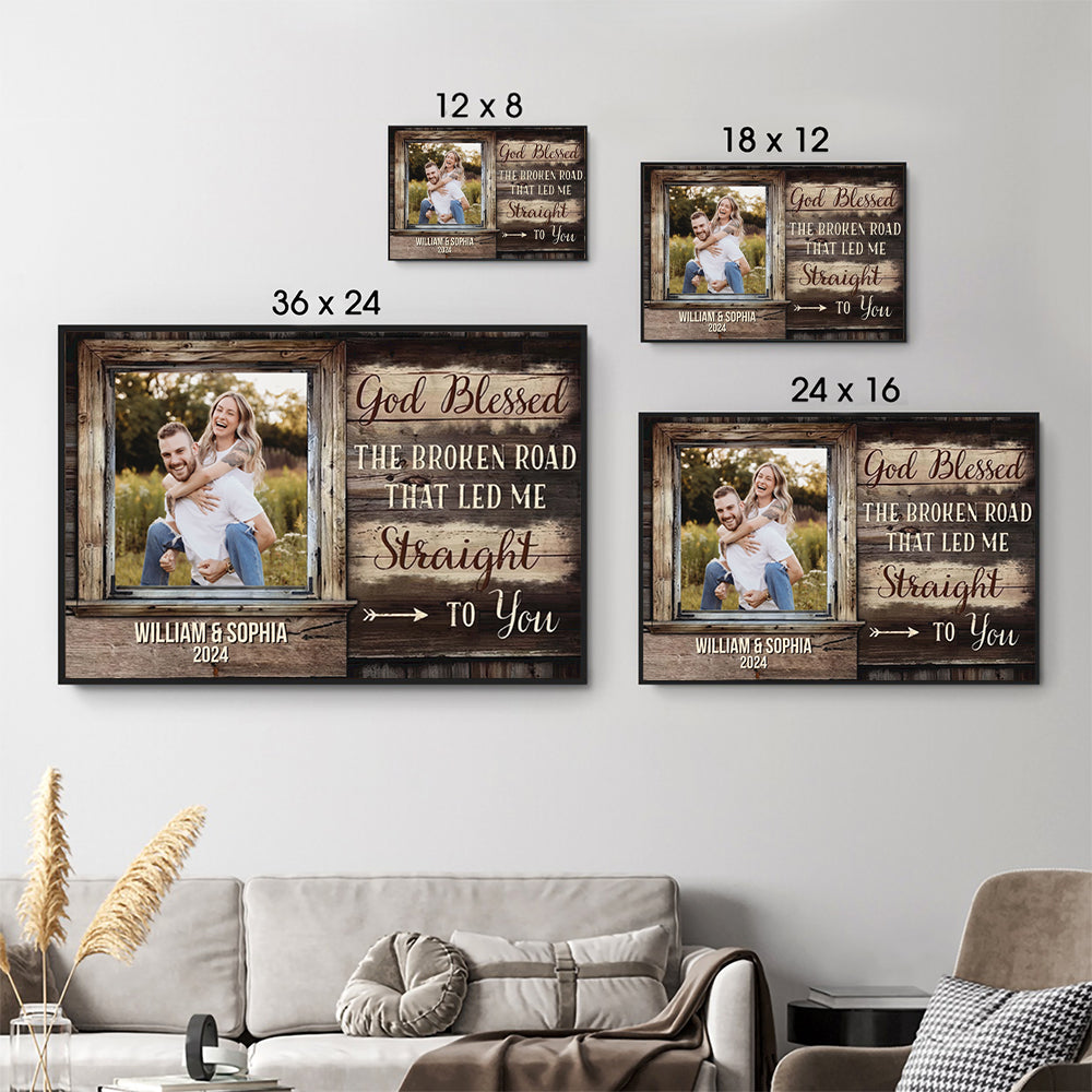 Custom Photo - God Bless Me Straight To You - Personalized Canvas - Gift For Her/Him, Husband/Wife, Couples on Anniversary, Valentine