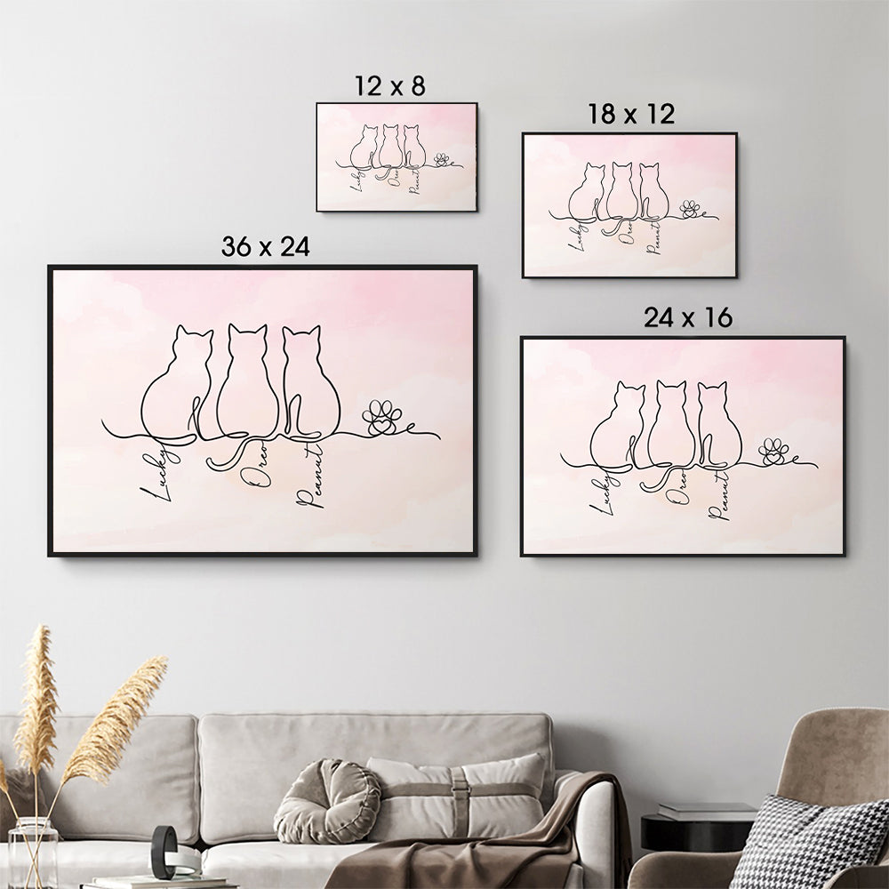 Adorable Cat Line - Personalized Canvas - Gift For Cat Lovers, Cat Mom, Cat Dad