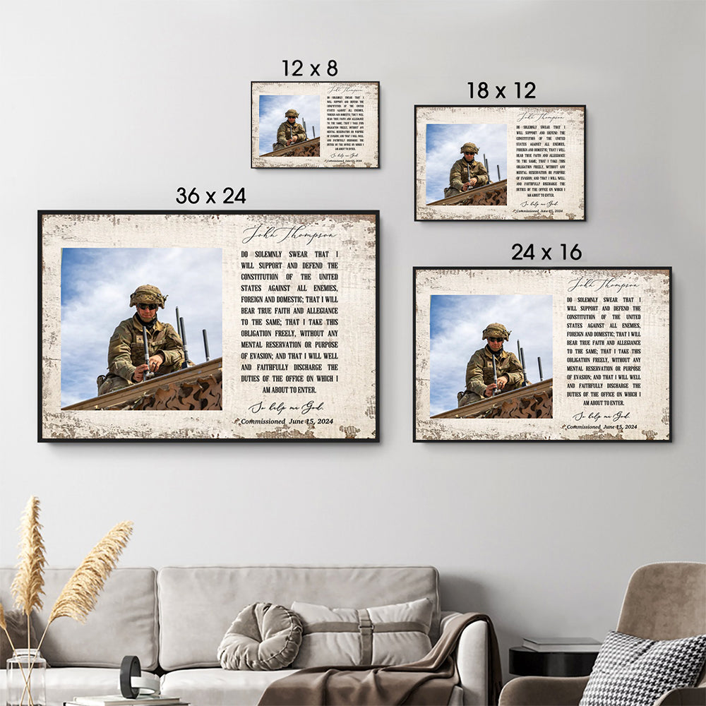 Oath of Enlistment Oath of Commissioned Officer - Personalized Canvas - Army Gift Military Gift For Military Dad, Husband