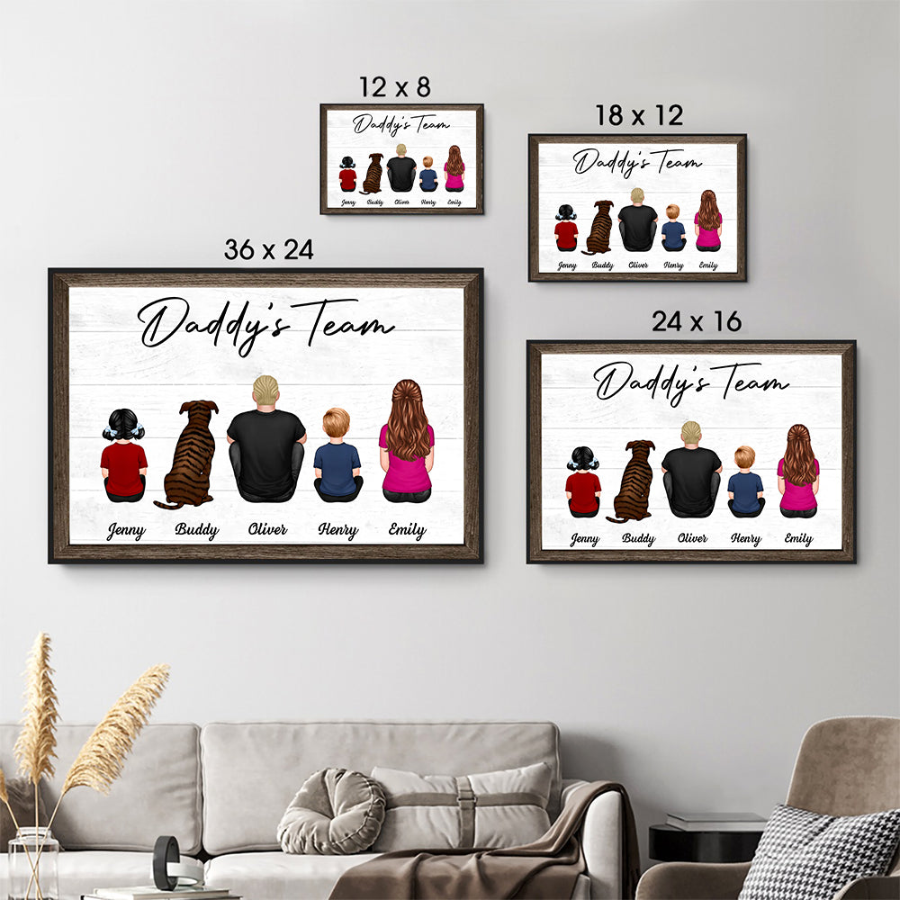 Daddy‘s Team Family Sitting - Personalized Canvas - Father's Day Gift, Birthday Gift For Dad, Daddy