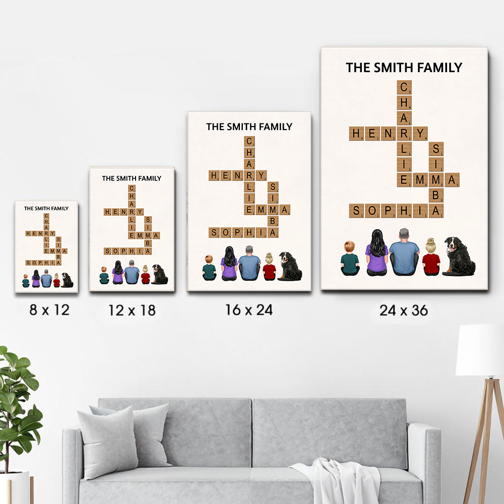 Family Make Your Own Crossword - Personalized Canvas Print - Gift For Family Members, Mom and Dad