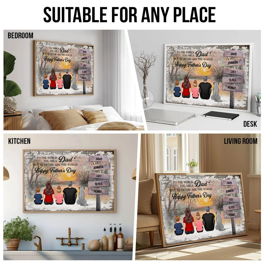 Custom Back View Family - Personalized Canvas - Gift For Family Members, Mom and Dad