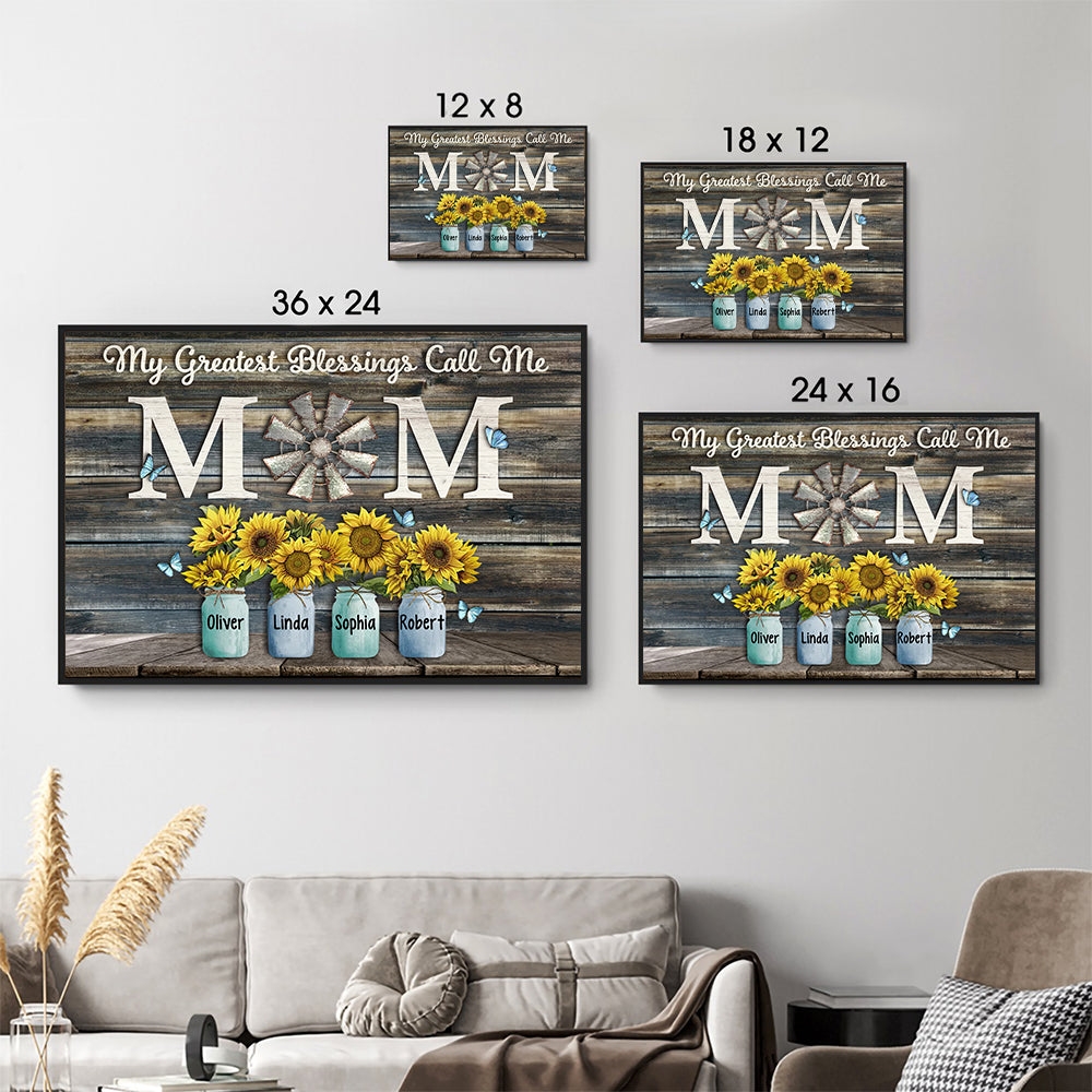 My Greatest Blessings Call Me Mom - Personalized Canvas - Gift For Mom, Mother's Day