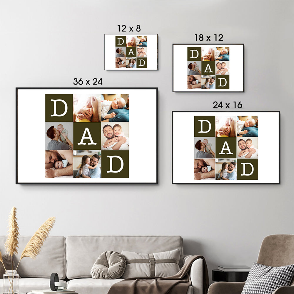 Custom Photo Father's Day Collage - Personalized Canvas - Father's Day Gift, Birthday Gift For Dad, Daddy