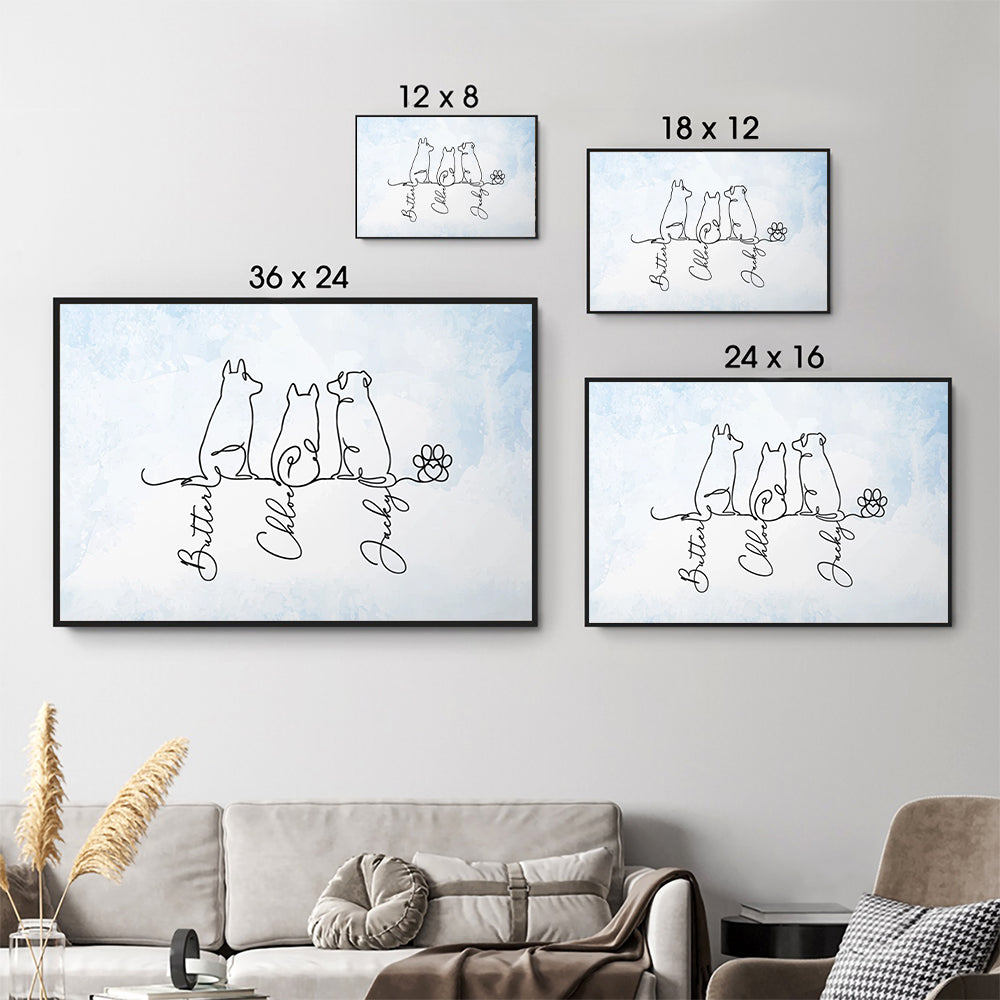 Adorable Dog Line Art - Personalized Canvas Prints - Gift For Dog Lovers, Dog Mom, Dog Dad