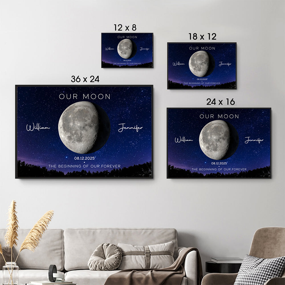 Our Moon Couple Gift Moon Phase - Personalized Canvas - Gift For Her/Him, Husband/Wife, Couples on Anniversary, Valentine's Day